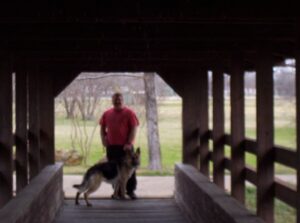 A young Rocky and Me On a Walk